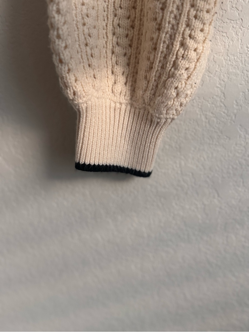 Mable | Cream Cable Knit Ruffle Trim Sweater - Picture 8 of 9